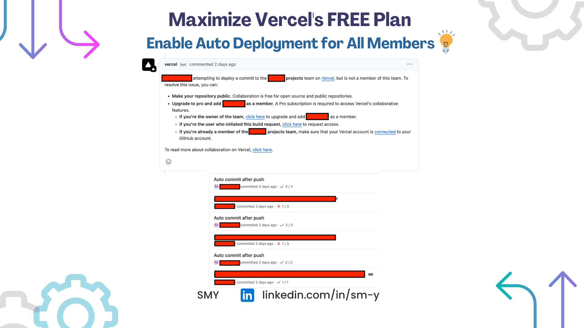 Maximize Vercel's free plan by enabling auto deployment for all members using a simple GitHub Action