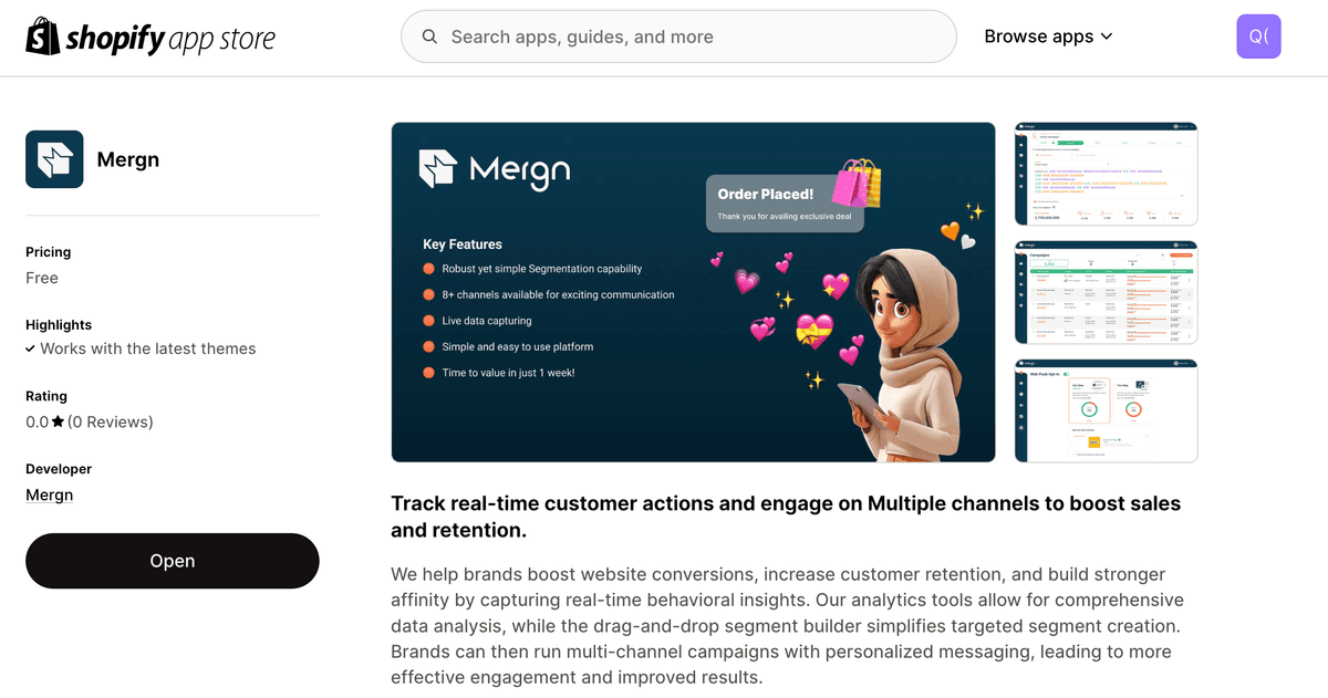 Use the Mergn Shopify App for e-commerce insights, multi-channel campaigns, and better conversions with TypeScript and Remix